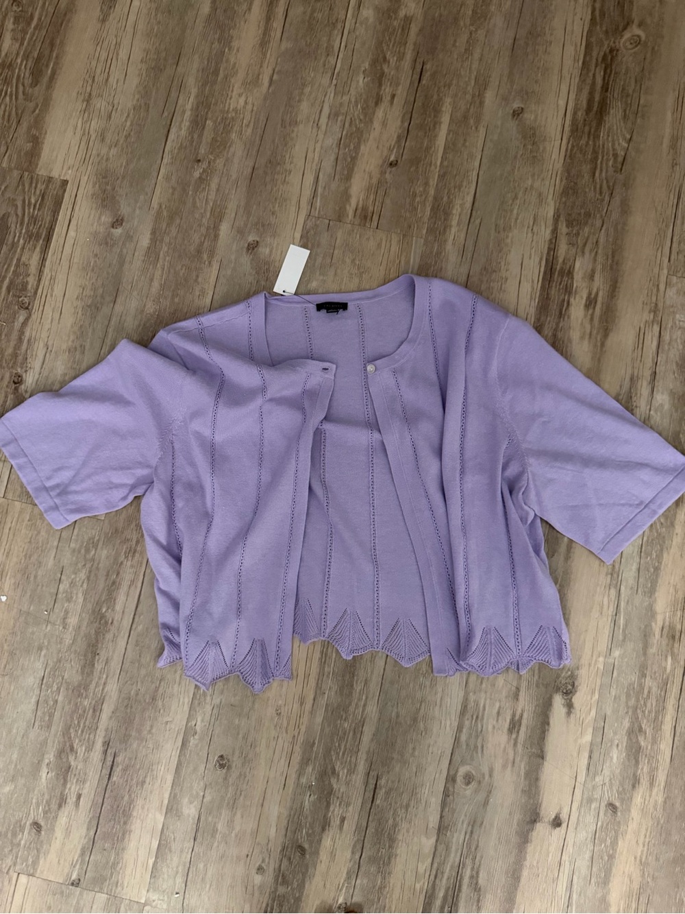 Talbots Lavender Short-Sleeve Knit Cardigan Set